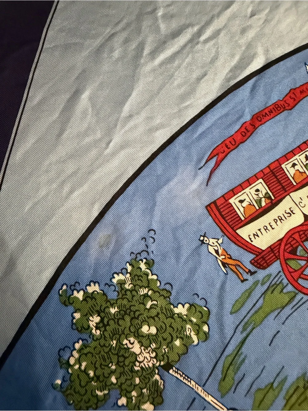 Hermes Blue Red Multi-Color Scenic Carriage Silk Scarf